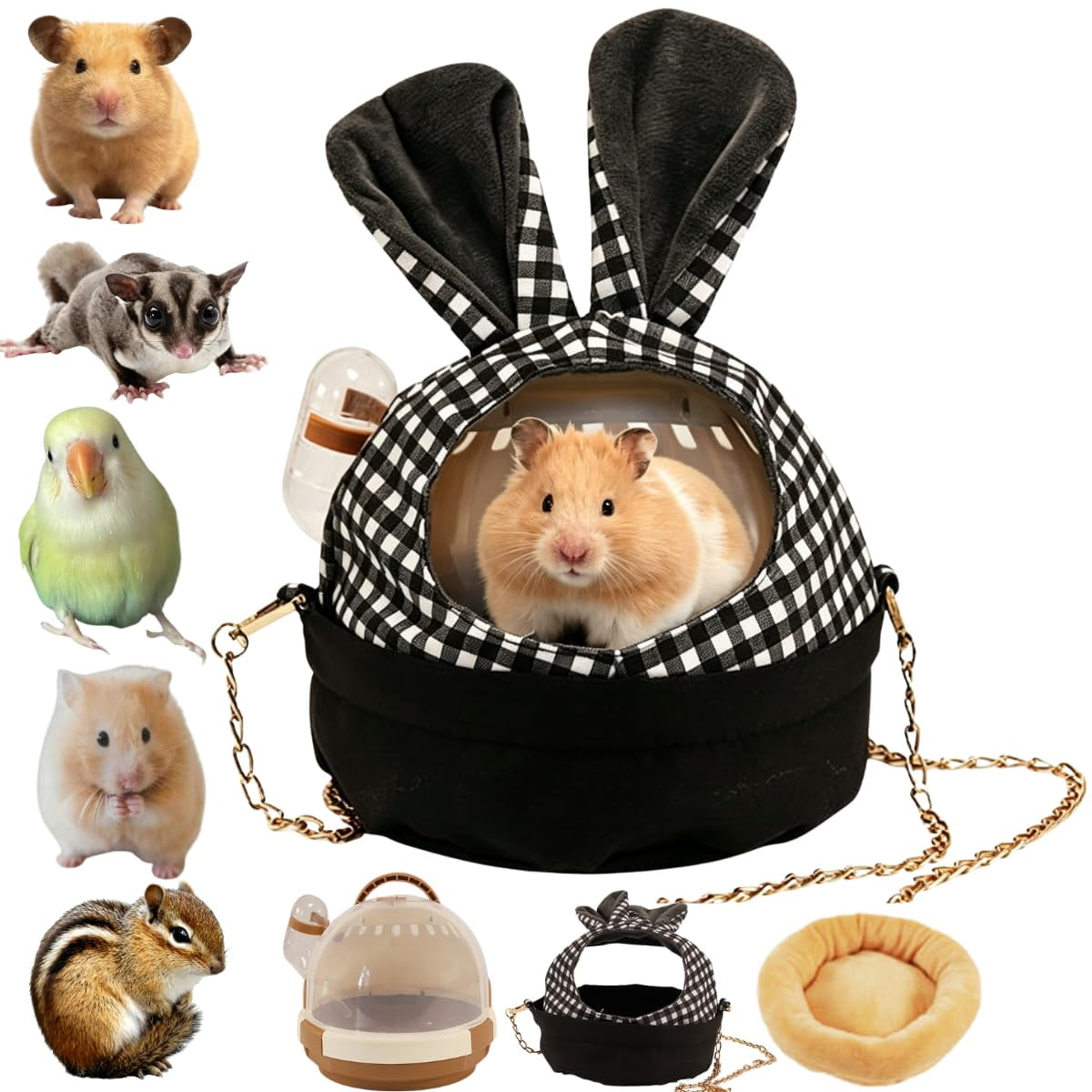 Transportadora para Hámster Copfeu 17 cm con Botella Negra