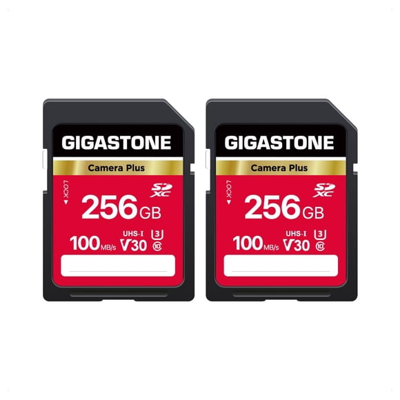 Tarjeta SD Gigastone 256 GB, paquete de 2, V30, alta velocidad, UHD