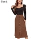 thumbnail image 5 of Falda skater midi acampanada de cintura alta con botones delanteros para mujer, 5 of 6