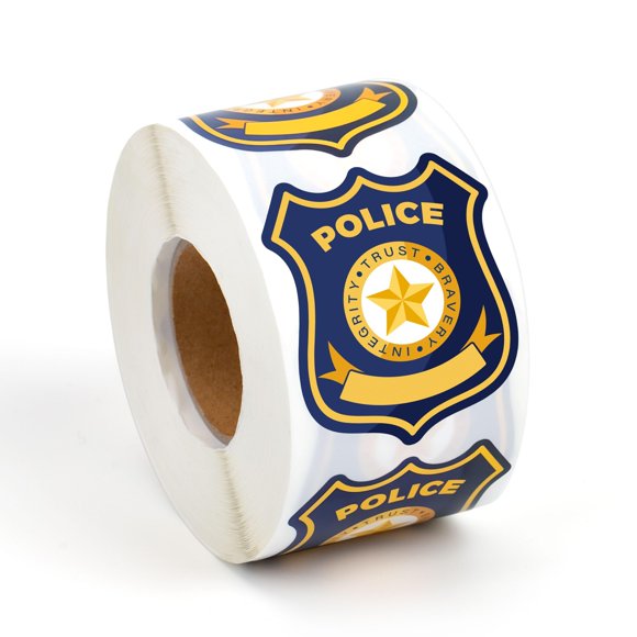 Pegatina INKNOTE Insignia de Policía 6x5 cm 600 piezas Azul
