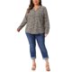 thumbnail image 2 of Agnes Orinda Camisas Florales de Talla Grande para Mujer con Cuello en V con Muesca, Mangas Largas Enrollables, Botones Abajo, Blusas Casuales 1X Negro, 2 of 6