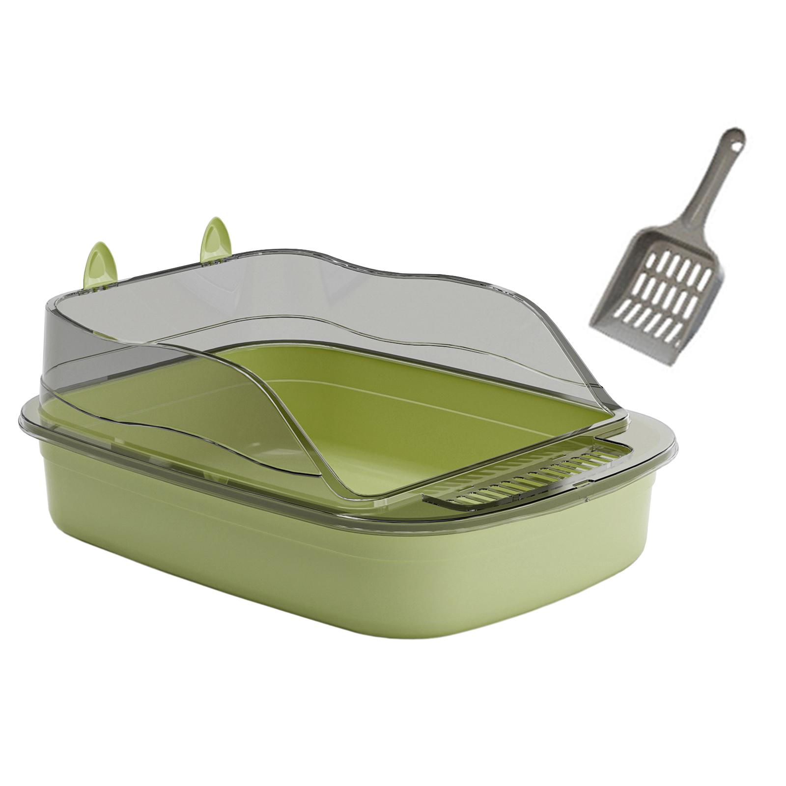 Ioensy - Caja De Arena Para Gatos Abierta, Orinal Grande, Forma De Dibujos Animados, Caja De Arena Para Gatos, Bandeja De Arena Para Gatos, Verde