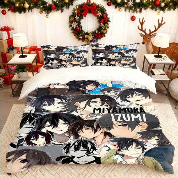 Miyamura Isumi Character Collection Printed Duvet Cover Set Themed Printed Bedding Set Includes 1 Duvet Cover + 2 Pillowcases Made of 100% Polyester for Durabil