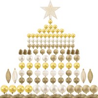 Juego De Adornos Con Forma De Bola De Árbol De Navidad Ogrmar, 119 Quilates, Color Dorado