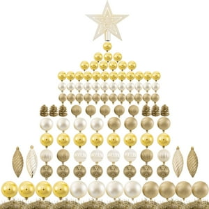 Juego De Adornos Con Forma De Bola De Árbol De Navidad Ogrmar, 119 Quilates, Color Dorado