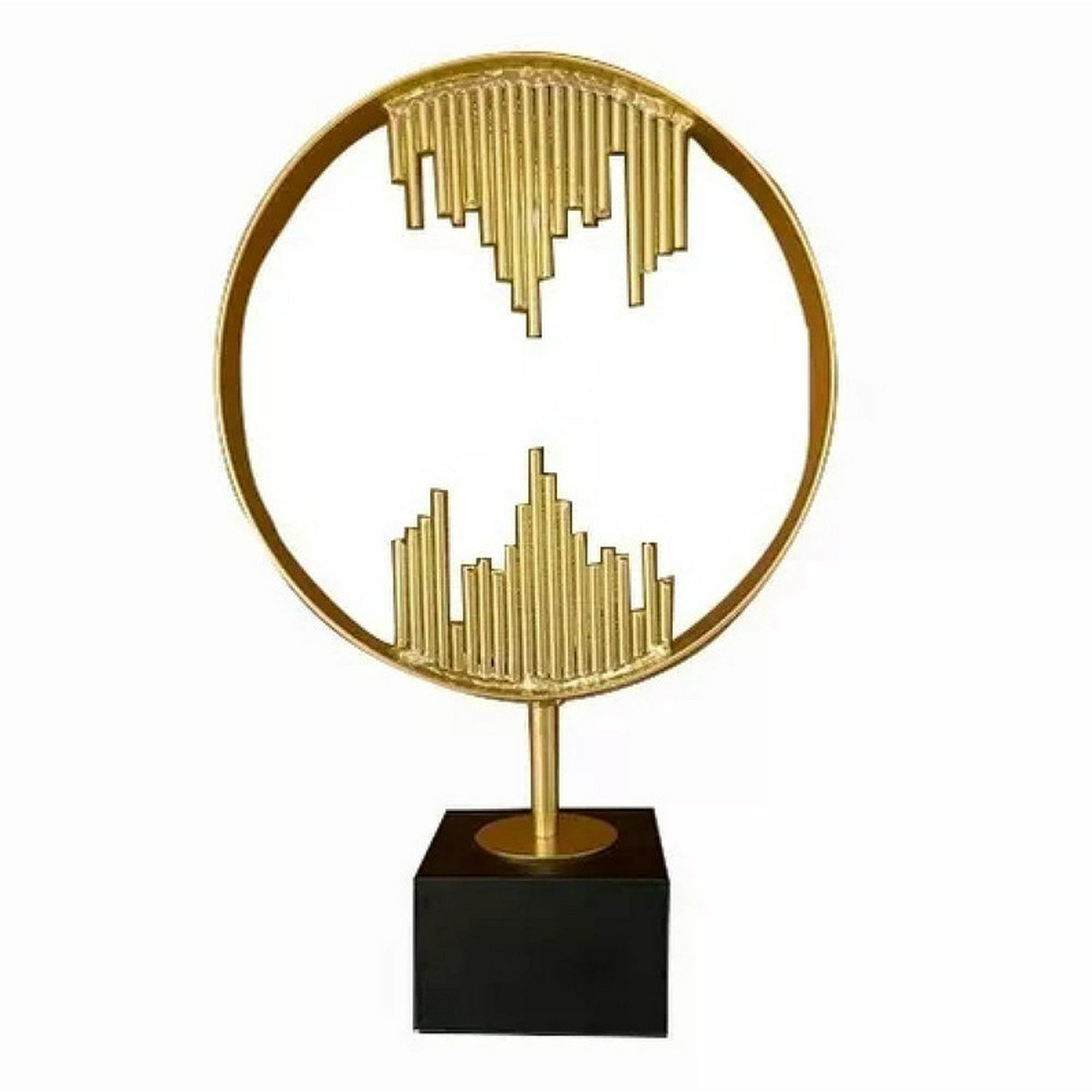 Genérico - Escultura Abstracta Decoración Pedestal Dorada Rondon