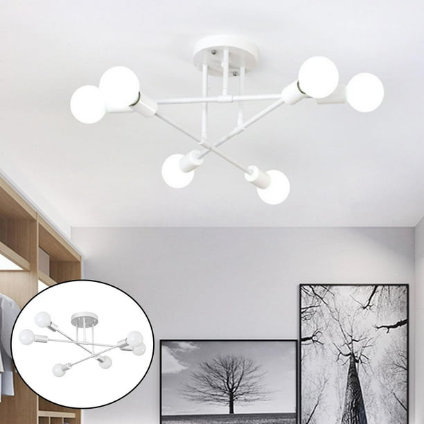 Lámpara de Techo Moderna de Hierro Forjado, Araña de Techo para Decoración del Hogar y Bar, Blanca