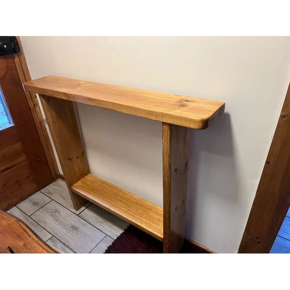 Mesa de arrimo, Recibidor barnizada en Madera Pino Radiata 2 pulgadas. 90x110x21
