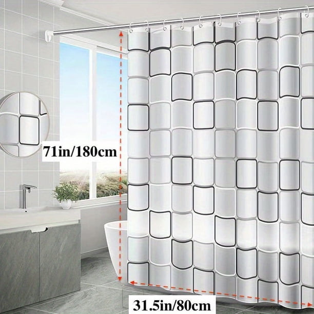 1pc Shower Curtain With 12 Hooks, Waterproof And Mildew-Proof Bath Curtain, Bathroom Decor, Curtain For Windows