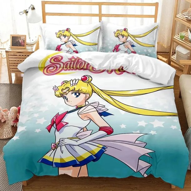 Kawaii Sailor Moon Bedding Set for boys Girls Luxury Duvet Cover Pink Comforter Double Duvet Cover Set with Cover