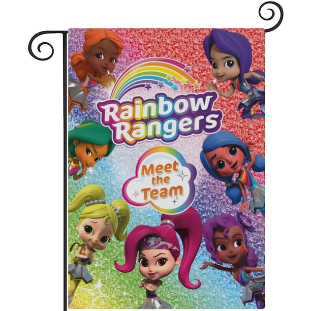 Rainbow Rangers-bandera de jardín temática. Regalo perfecto para fans, amigos y familiares, ideal para actividades al aire libre y decoración de fiestas.28CM*45CM