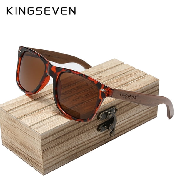 Handmade Wooden Sunglasses by KINGSEVEN - UV400 Protection, Polarized Lenses, Retro Design - Perfect for Men & Women!
