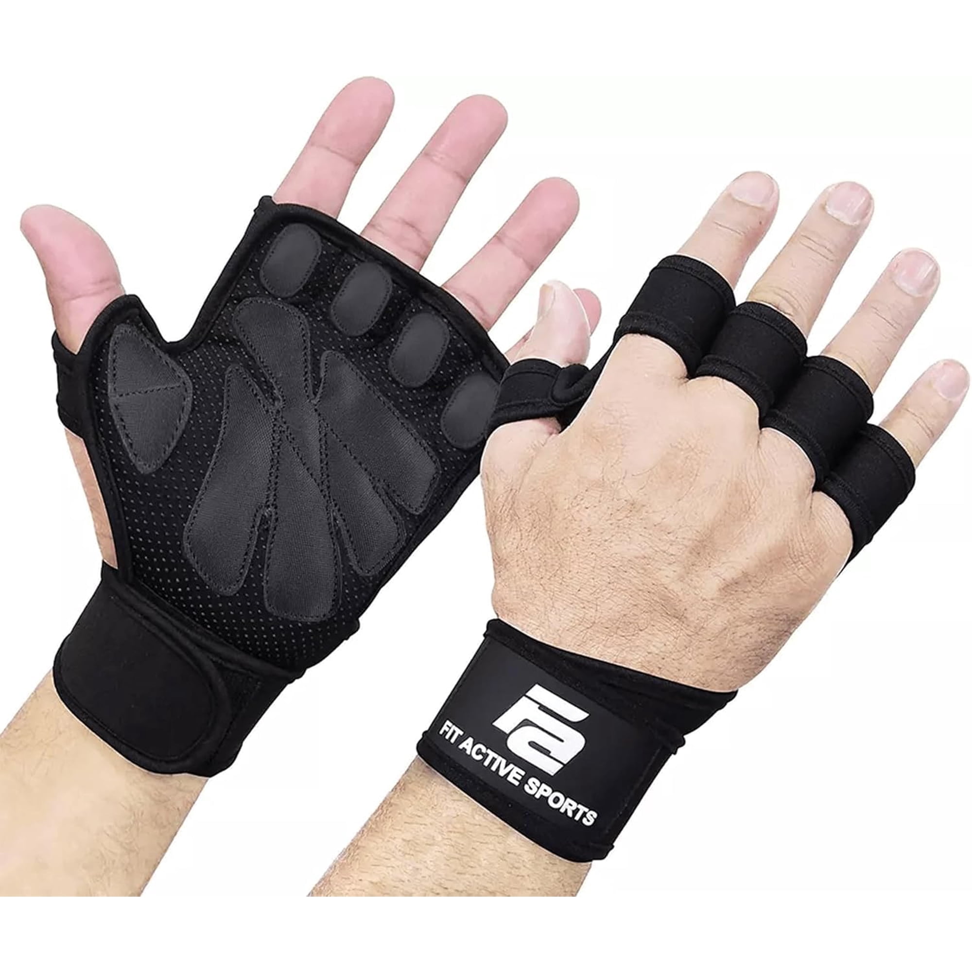 Fit Active Sports - Guantes De Levantamiento De Pesas, Aptos Para Deportes Activos, Ventilados, Con Muñequeras