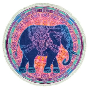 Zahr - Toalla Playa Redonda Estampada Elefante Lado