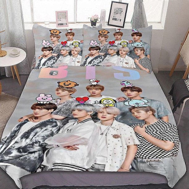 Bedding Duvet Cover Set of Kids, Kpop B Comforter Cover Set with Duvet Cover and Pillowcases 3S Bedding Set
