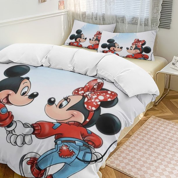 Minnie MouseCartoon Collection 3-Piece Comforter Set, Personalized Bedding Decor for Kids And Teens Bed Sheets