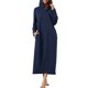 thumbnail image 2 of INSPIRE CHIC Bata con Capucha para Mujer con Cremallera, Manga Larga, Largo Completo, Sudadera, Camisón con Bolsillos, Vestido de Descanso Suave M Azul Marino, 2 of 6