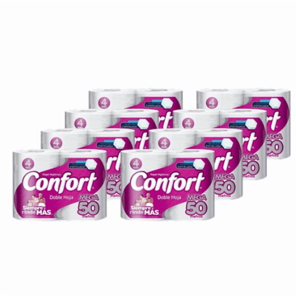 Papel Higiénico Confort Panal 50 Mts Doble Hoja 32 Rollos