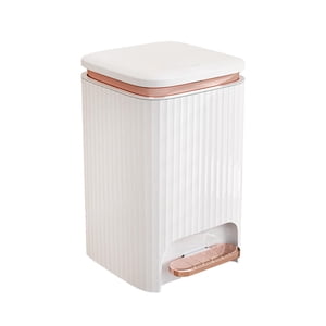 Bothyi - Bote De Basura Para Baño Con Pedal Y Tapa Tipo Prensa Para Estudio, Lavadero, Blanco, 12 L