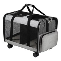 Magideal - Cochecito Transportador De Mascotas De Doble Compartimento Con Ruedas, Transpirable, Portátil, Con Base Extraíble, Grande Para Viajar, Acampar Al Aire