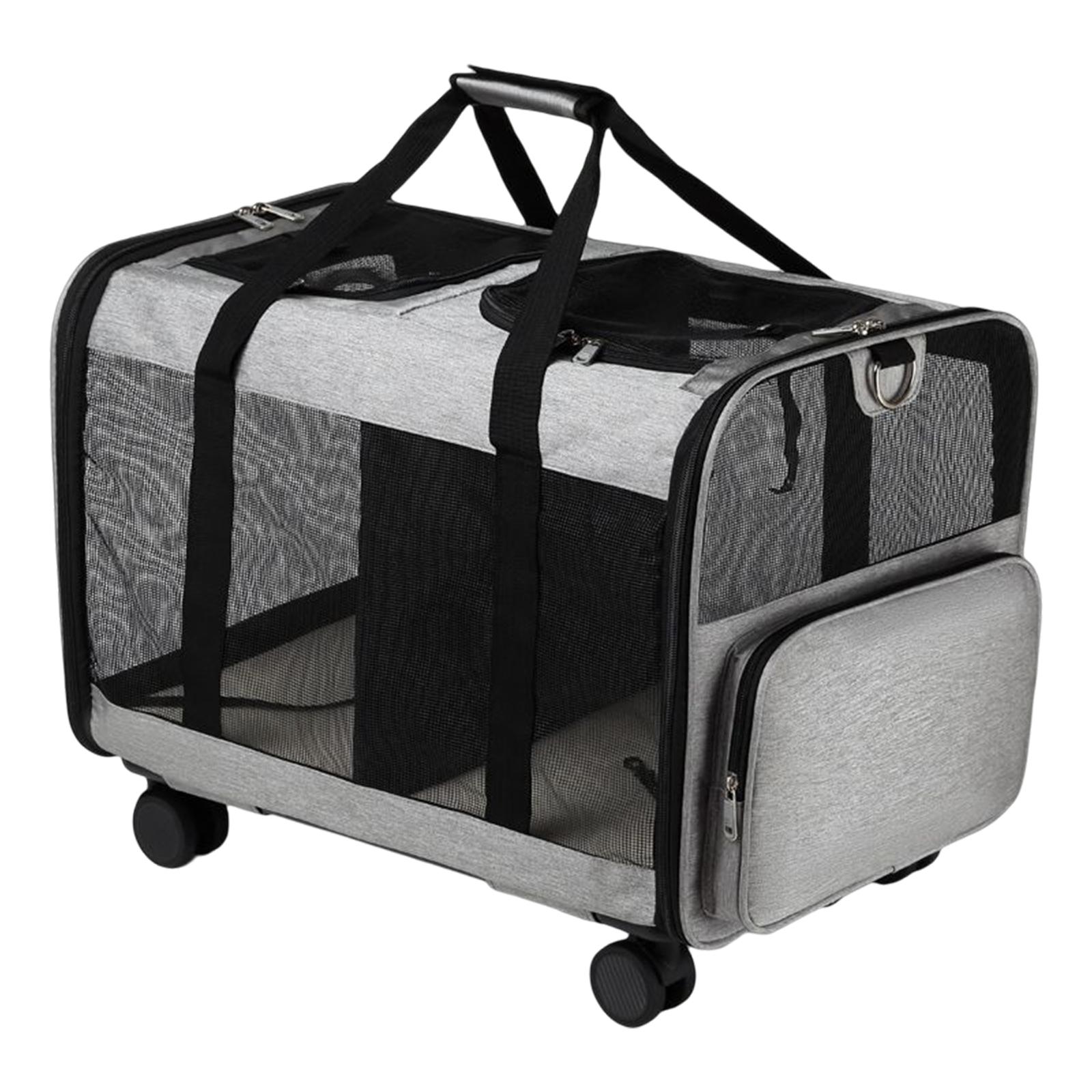 Magideal - Cochecito Transportador De Mascotas De Doble Compartimento Con Ruedas, Transpirable, Portátil, Con Base Extraíble, Grande Para Viajar, Acampar Al Aire