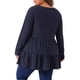 thumbnail image 3 of Agnes Orinda Trajes de Halloween para Mujeres Tallas Grandes Tops Babydoll de Escuela Colegio de Manga Larga Cuello Redondo Casual Suelto Blusas Peplum Túnicas 3X Azul Marino, 3 of 6