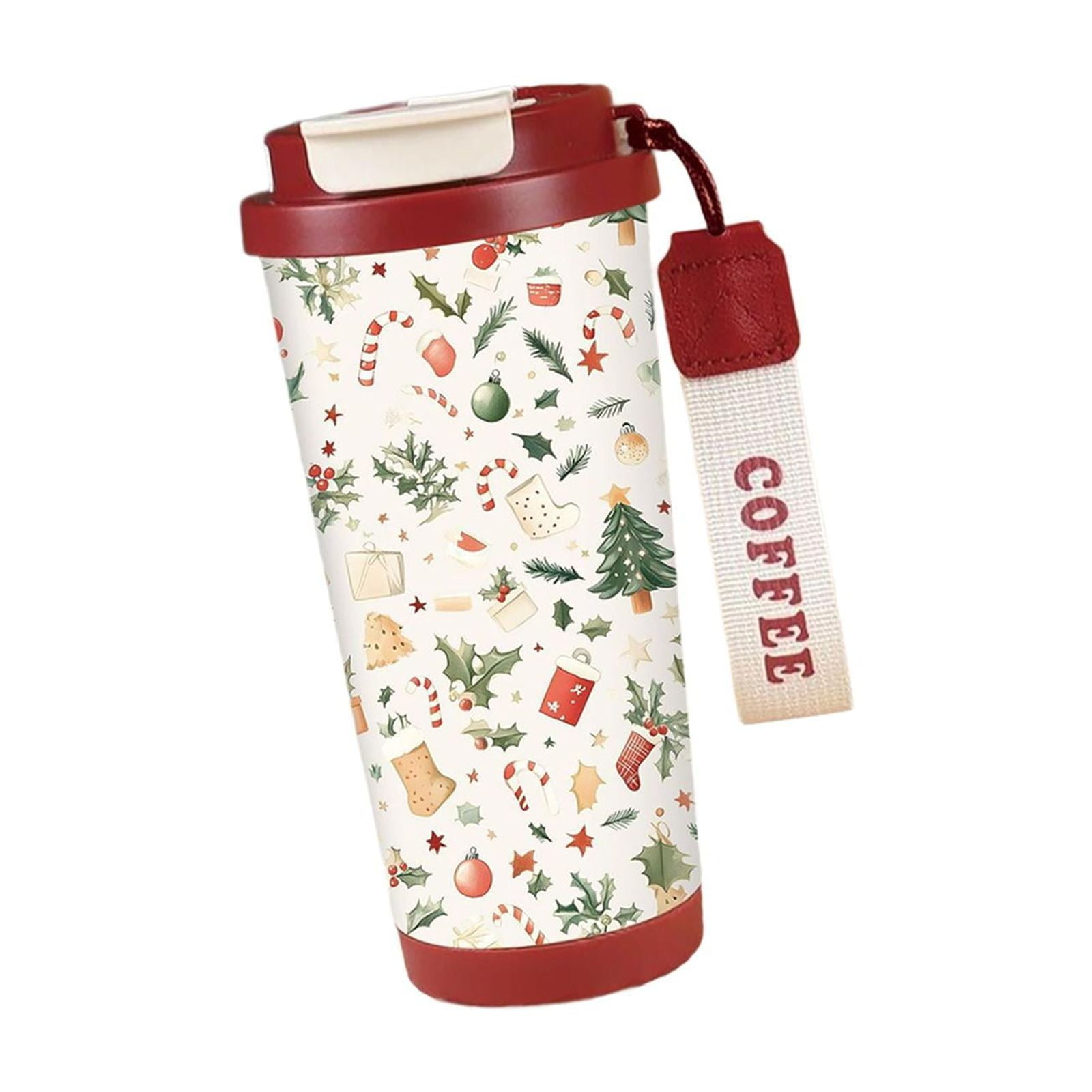 Magideal - Vaso Térmico A Prueba De Fugas, Taza De Café De Acero Inoxidable Con Tapa Abatible, Botella Térmica Y Cordón Portátil, Adecuado Para Regalar En Días F Estilo B