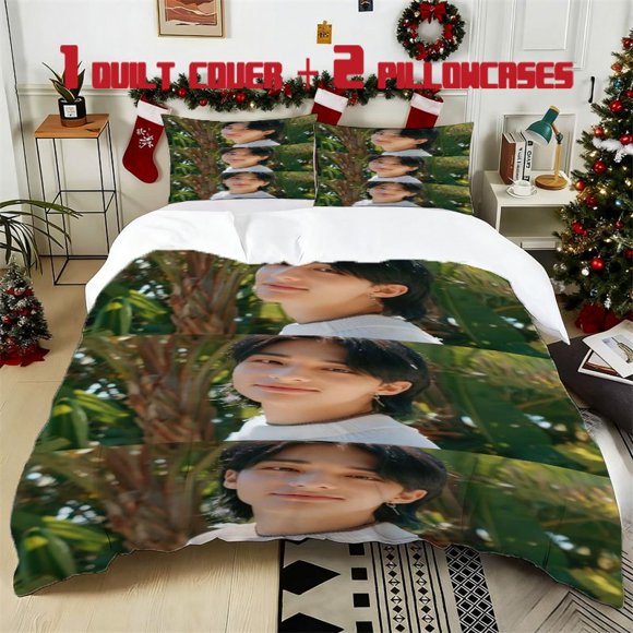 3pcs Kpop Hyunjin Collection Printed bedding Featuring a Soft Duvet Cover And Two Pillowcases Designed for Year Round Comfort