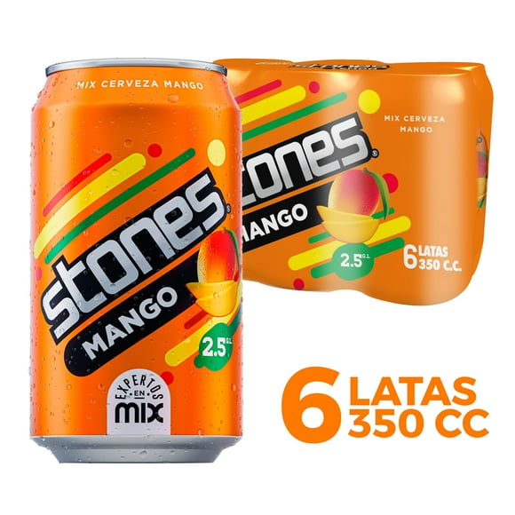Cerveza Mango Stones 2.5° Pack 6 Lata, 350 ml