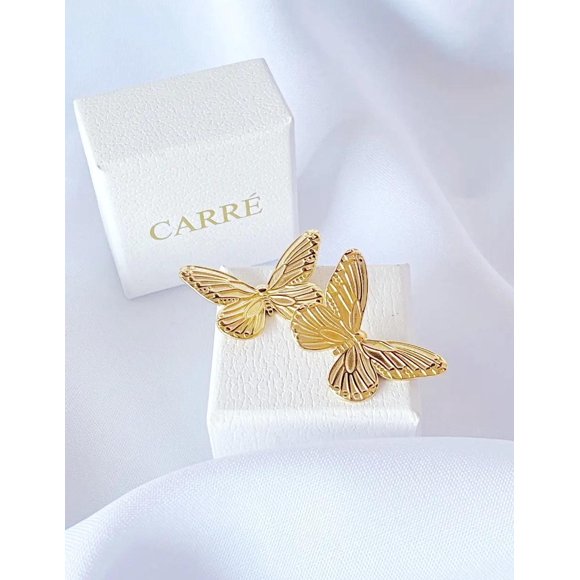 Aro Carré Mariposa Enchapado Oro 18k