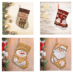 Muebles Santa Ana - 4 Botas Navidad Arpillera 25 Cm Variedades (4 Unidades)