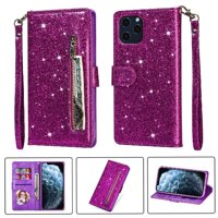 Funda Para Foxdock Elegante Funda Iphone 11 Glitter Con Cremallera-Ideal Para El Uso Diario