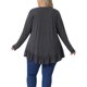 thumbnail image 4 of Agnes Orinda Blusas Fluidas con Volantes de Talla Grande para Mujer, Túnicas de Colegio con Botones, Cuello en V, Mangas Largas, Dobladillo con Volantes, 3X Gris Oscuro, 4 of 8