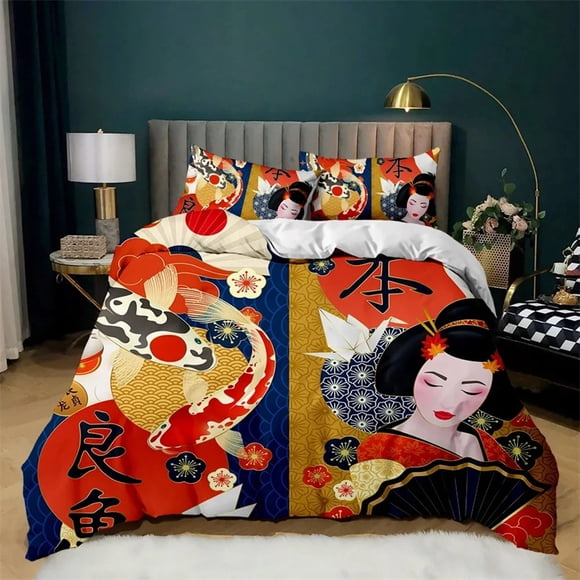 Japanese Element Duvet Cover Comforter Bed Set Quilt Cover Pillowcase Boys Girls Adults