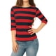 thumbnail image 2 of INSPIRE CHIC Camisetas a Rayas de Regreso a Clases para Mujer Ajuste Ceñido Mangas al Codo Cuello de Barco T-Shirt L Rojo Azul, 2 of 7