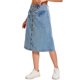 thumbnail image 4 of INSPIRE CHIC Falda Casual de Mezclilla para Mujer con Botones y Cinturón, Largo por Debajo de la Rodilla, Talla 2XL, Azul Claro, 4 of 6