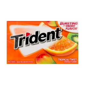 Trident Sugar Free Gum, Tropical Twist, 14 Pieces
