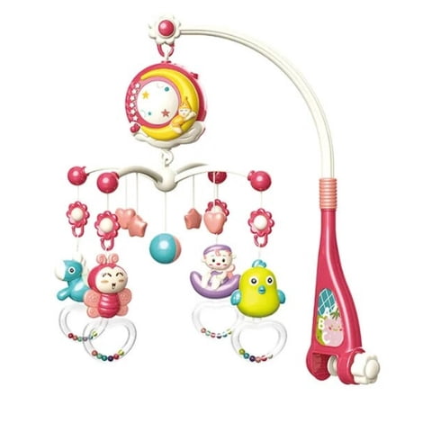 Total Click - Juguete Movil Sonajero Infantil Con Luz Y Sonido Animales Rosado