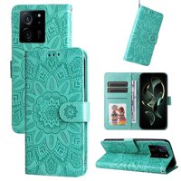 Funda Tipo Cartera Foxdock Para Xiaomi 13T , Diseño Girasol En Relieve, Cuero Pu, Cierre Magnético, Soporte Y Tarjetero