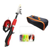 Magideal - Juego Combinado De Caña De Pescar Para Niños, Caña De Pescar Telescópica Y Carrete Con Carrete De Pesca, Caña De Pescar Para Niños Apta Para Viajes, R Rojo