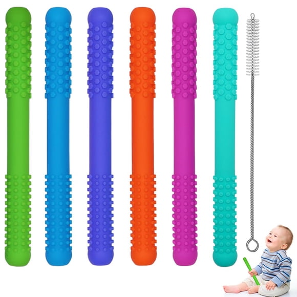 Juguetes mordederos en forma de tubo hueco de silicona Atsky para bebés de 6 a 12 meses
