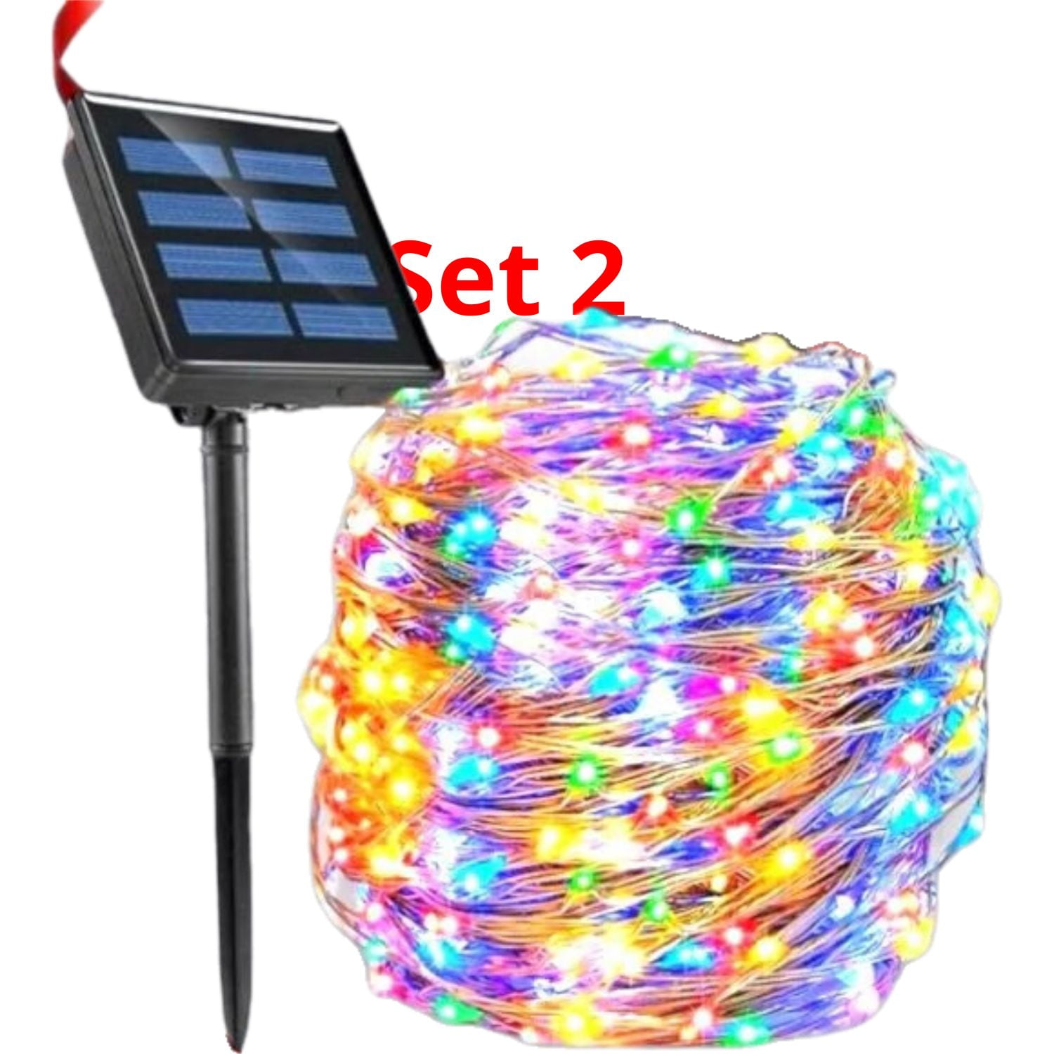 Disparo - Set 2 Luz Hada Carga Solar 200 Led Luz Multicolor 20 Metros Navideño