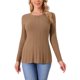 thumbnail image 1 of INSPIRE CHIC Suéteres de Manga Larga para Mujer Cuello Redondo Tops de Punto Elástico Otoño Invierno Camisa Casual M Marrón, 1 of 6