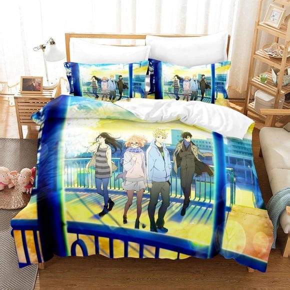 Beyond the Boundary Bedding Set Single Twin Full Size Bed Set Adult Kid Bedroom Duvet cover Sets Anime Bed Sheet Set Bed Sheets