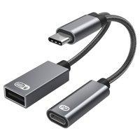 Bothyi - Adaptador Usb C Otg Con Cable Trenzado De Carga Rápida Pd 60W Para Portátil Gris
