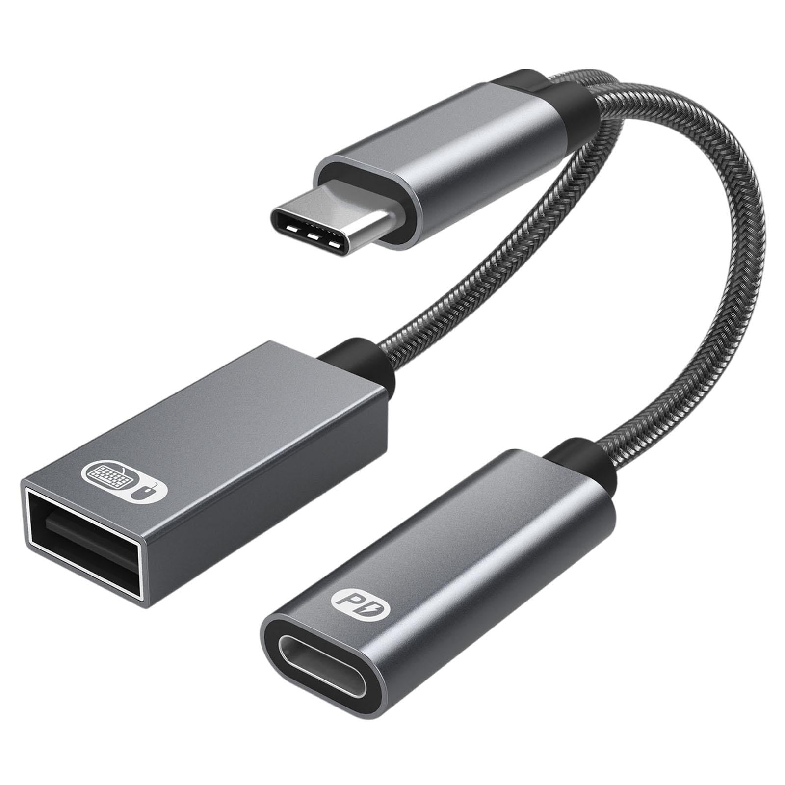 Bothyi - Adaptador Usb C Otg Con Cable Trenzado De Carga Rápida Pd 60w Para Portátil Gris