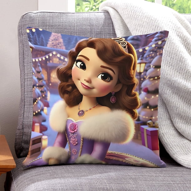 Princesa Sofía Fundas de almohada de terciopelo con tema, regalos de funda de almohada, decoración para el hogar, cojín de lanzar, regalo de cumpleaños para fans y parejas.50*50cm.