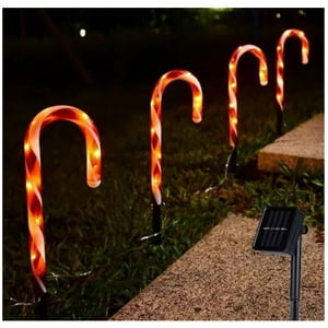 Aladdins Shop - Pack 5 Bastones De Navidad Decoracion Navideña Estaca Solar 25 Cm