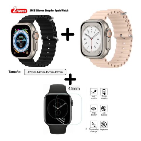 Fitpro - 2 Correa Ocean Smartwatch + Protector 45Mm Rosa Claro