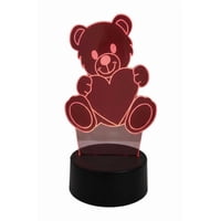 Lelumania - Lampara Ilusion 3D Oso Y Corazón 7 Colores, Base Touch
